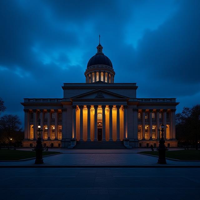 High Court building at dusk